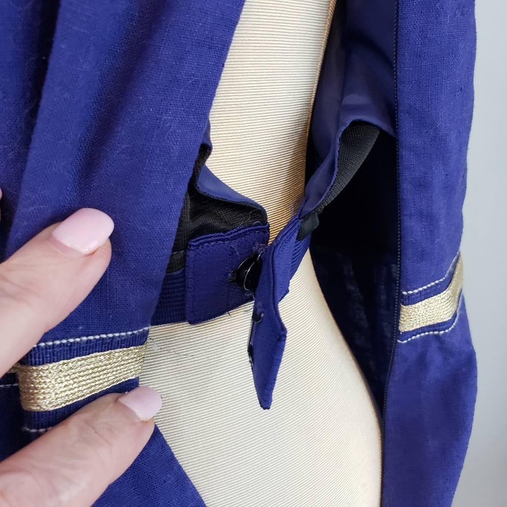 Loft navy linen dress with gold trim size 4 - Picture 8 of 8